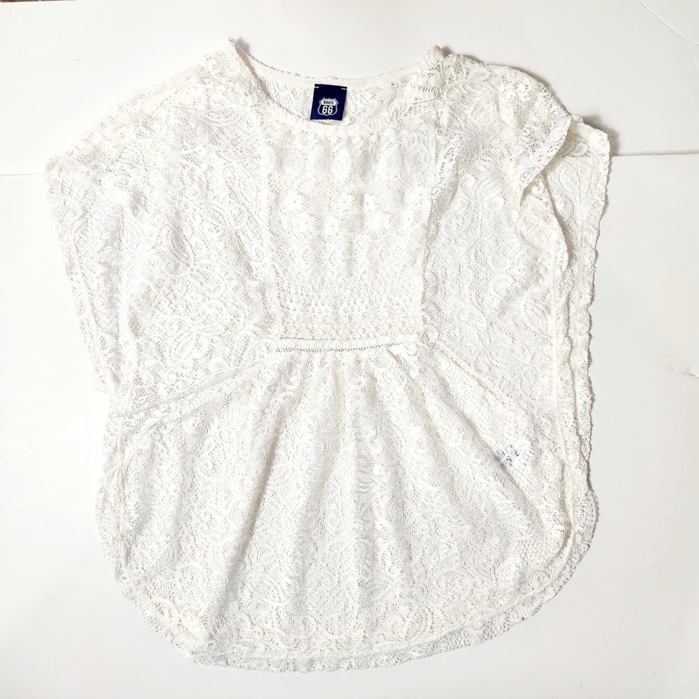 🩷Route 66 Girl's Boho Style Ivory Lace Top Size: L